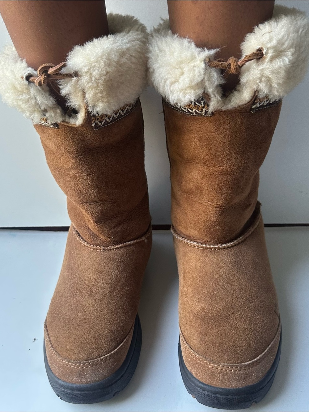 UGG Australia Classic Tall Shearing Suede Boots Brown Women's Size 7 S/N 5273